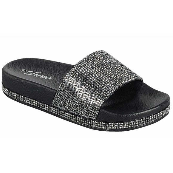 black bling slides